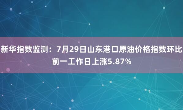新华指数监测：7月29日山东港口原油价格指数环比前一工作日上涨5.87%